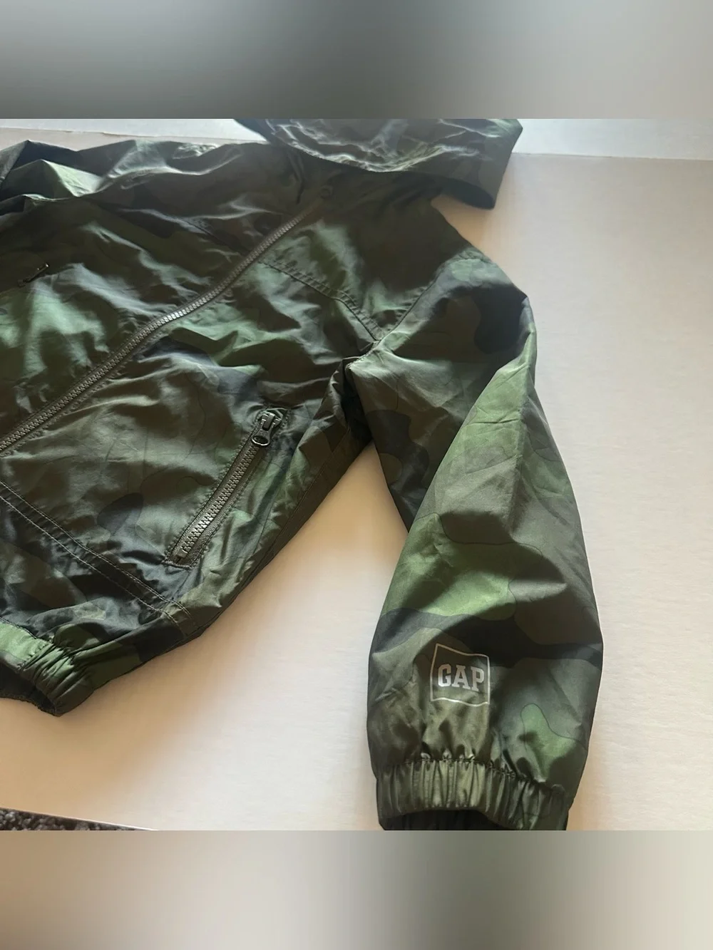 GAP Kids Hooded Camo Windbreaker Jacket - Green